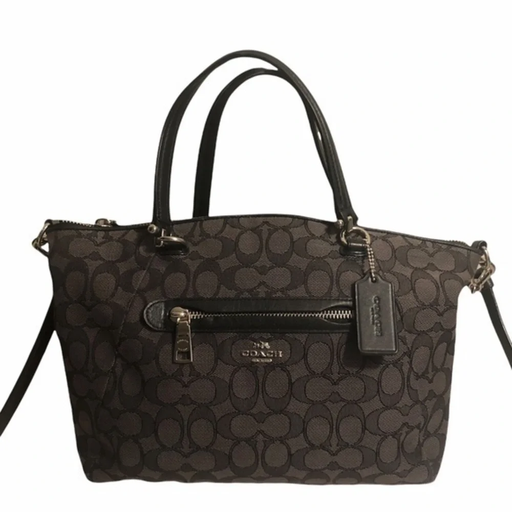 Coach signature Kelsey black gray two way bag